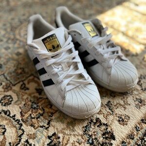 Adidas Originals Superstar White/Black/Gold Shell Toe Sneaker- EG4958